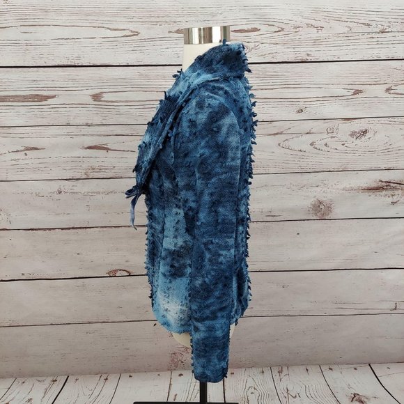 Isle Apparel Fringed Blazer Jacket Blue S - Picture 3 of 11